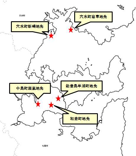 ナマコ増殖場位置図